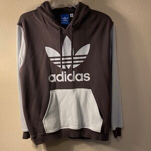 adidas Brown and White Trefoil Pullover Hoodie